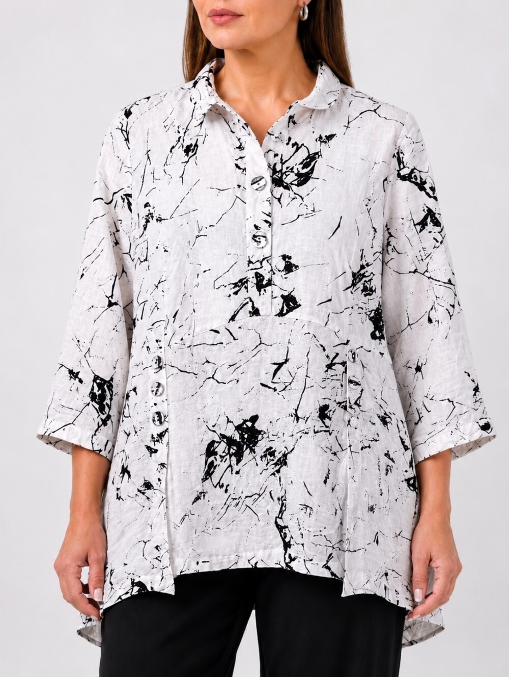 Habitat Express Travel Tunic Top XL Art to Wear Abstract Crackle Lagenlook